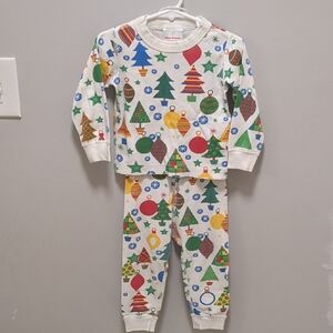 Hanna Andersson White Christmas Tree Ornament Holiday Pajamas PJ Set - Size 80